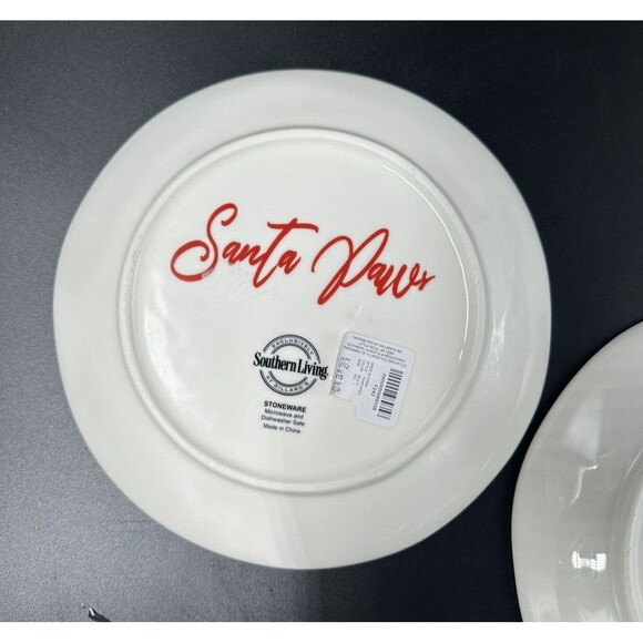 Southern Living Christmas Santa Paws Golden Retriever Stoneware Salad Plates 2 - Picture 6 of 8